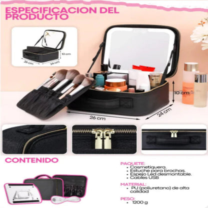 Neceser de Maquillaje con Espejo LED