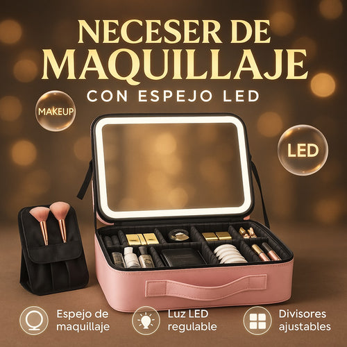 Neceser de Maquillaje con Espejo LED